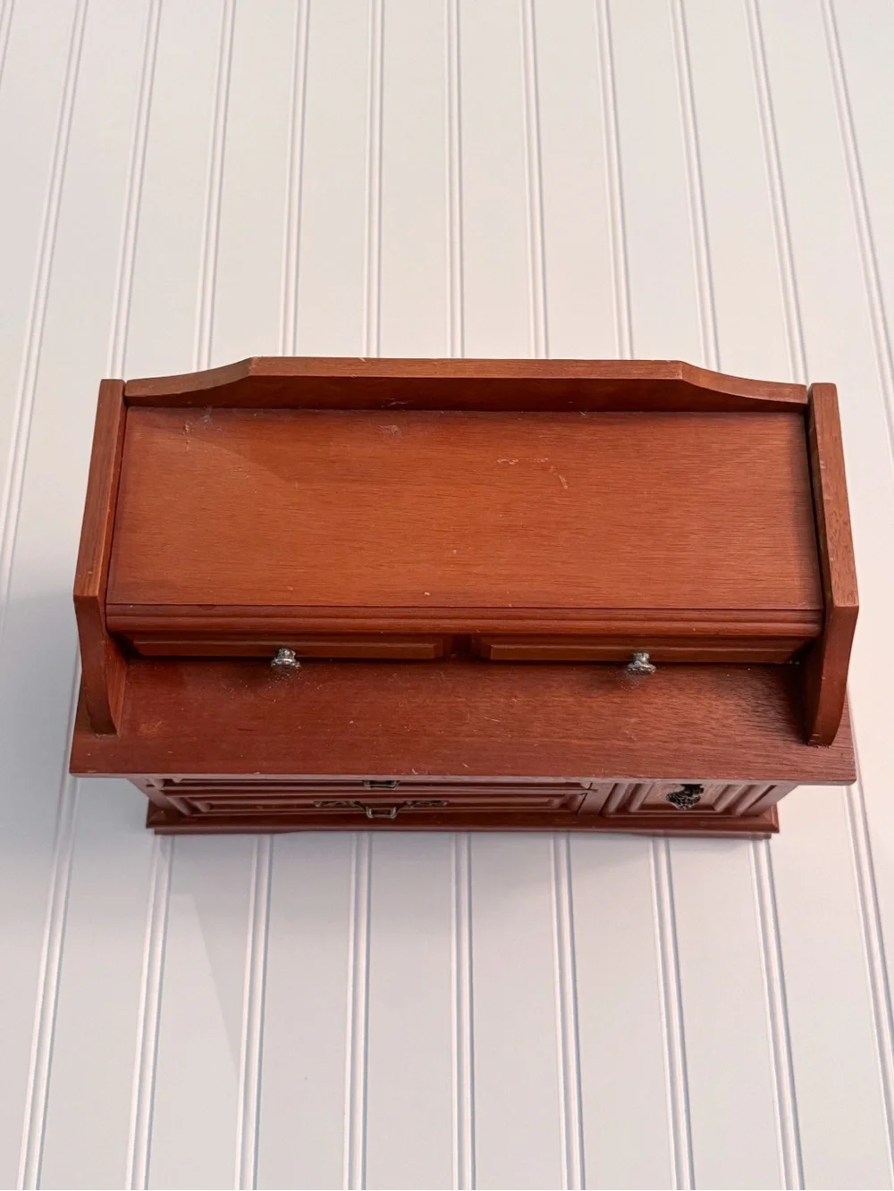 Vintage Solid Wood Dresser-Style Jewelry Cabinet Two-Tone Wooden Jewelry Box